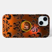 DAMASK GEM MONOGRAMM Orange Case-Mate iPhone Hülle (Rückseite (Horizontal))