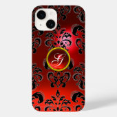 DAMASK GEM MONOGRAMM rot Case-Mate iPhone Hülle (Rückseite)
