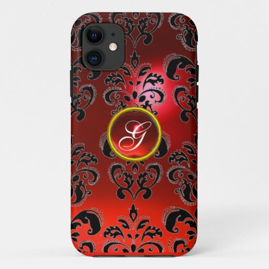 DAMASK GEM MONOGRAMM rot Case-Mate iPhone Hülle (Rückseite)