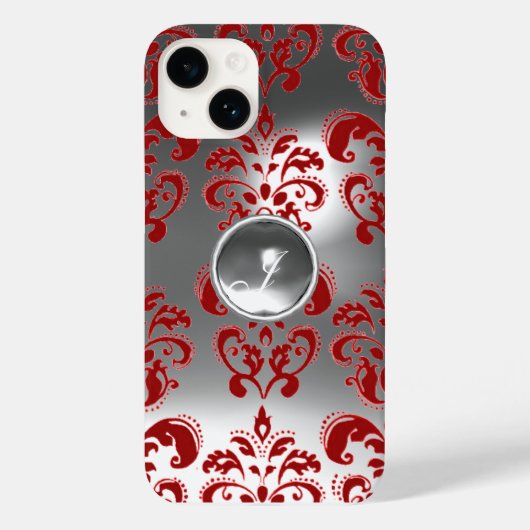 DAMASK GEM MONOGRAMM rot weiß Case-Mate iPhone Hülle (Rückseite)