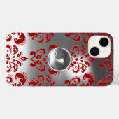 DAMASK GEM MONOGRAMM rot weiß Case-Mate iPhone Hülle (Rückseite (Horizontal))