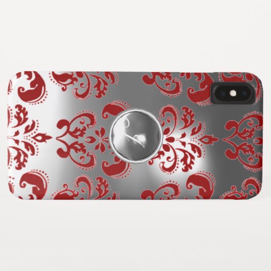 DAMASK GEM MONOGRAMM rot weiß Case-Mate iPhone Hülle (Rückseite (Horizontal))