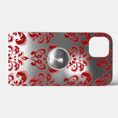 DAMASK GEM MONOGRAMM rot weiß Case-Mate iPhone Hülle (Rückseite (Horizontal))