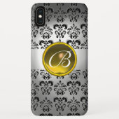 DAMASK GEM MONOGRAMM, schwarz gelb Case-Mate iPhone Hülle (Rückseite)