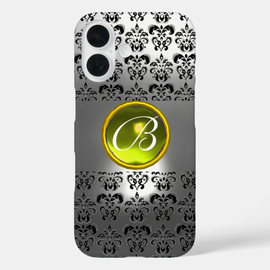 DAMASK GEM MONOGRAMM Yellow white kristall Case-Mate iPhone Hülle (Rückseite)