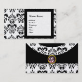 DAMASK GEM STONE MONOGRAM,2 Platin Visitenkarte (Vorne/Hinten)