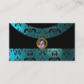 DAMASK GEM STONE MONOGRAM,2 topaz,violett Visitenkarte (Rückseite)