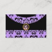 DAMASK GEM STONE MONOGRAM,2 topaz,violett Visitenkarte (Rückseite)