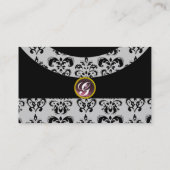 DAMASK GEM STONE MONOGRAM,2 topaz,violett Visitenkarte (Rückseite)