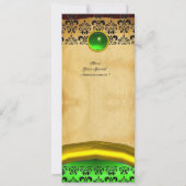 DAMASK GEM STONE MONOGRAM, braunes Pergament Einladung (Rückseite)