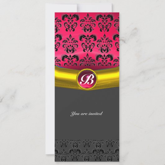DAMASK GEM STONE MONOGRAM EINLADUNG (Vorderseite)