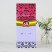 DAMASK GEM STONE MONOGRAM EINLADUNG (Stehend Vorderseite)