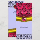DAMASK GEM STONE MONOGRAM EINLADUNG (Vorne/Hinten)