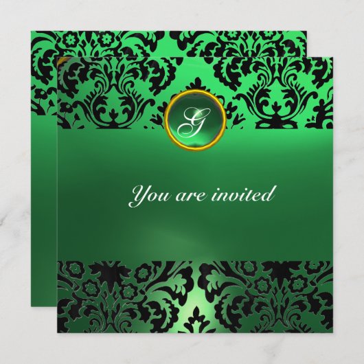 DAMASK GEM STONE MONOGRAM EINLADUNG (Vorne/Hinten)