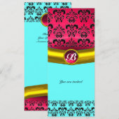 DAMASK GEM STONE MONOGRAM EINLADUNG (Vorne/Hinten)