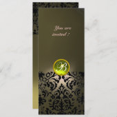DAMASK GEM STONE MONOGRAM Gelb Einladung (Vorne/Hinten)