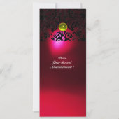 DAMASK GEM STONE MONOGRAM Gelb Rot Bordeaux Einladung (Rückseite)