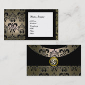 DAMASK GEM STONE MONOGRAM grau Visitenkarte (Vorne/Hinten)