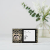 DAMASK GEM STONE MONOGRAM grau Visitenkarte (Stehend Vorderseite)
