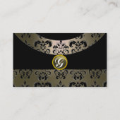 DAMASK GEM STONE MONOGRAM grau Visitenkarte (Rückseite)