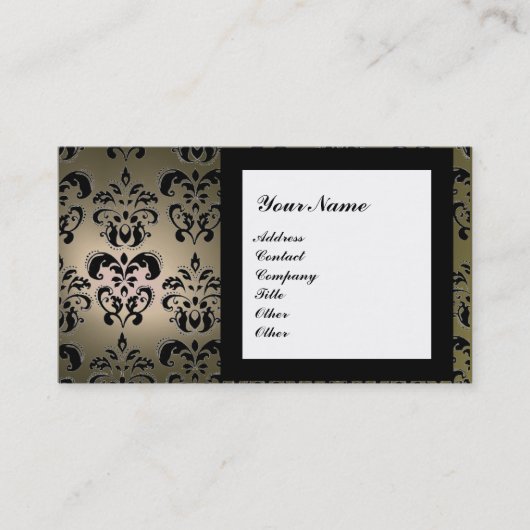 DAMASK GEM STONE MONOGRAM grau Visitenkarte (Vorderseite)