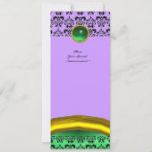 DAMASK GEM STONE MONOGRAM grün, violett, rosa Einladung (Rückseite)