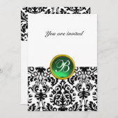 DAMASK GEM STONE MONOGRAM Jadegrün Einladung (Vorne/Hinten)