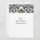 DAMASK GEM STONE MONOGRAM Jadegrün weiß Einladung (Rückseite)