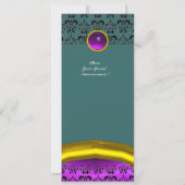 DAMASK GEM STONE MONOGRAM lila Veilchen Einladung (Rückseite)