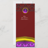 DAMASK GEM STONE MONOGRAM lila Veilchen Einladung (Rückseite)