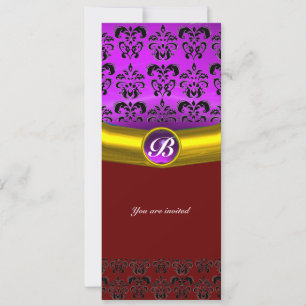 DAMASK GEM STONE MONOGRAM lila Veilchen Einladung