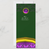 DAMASK GEM STONE MONOGRAM lila Veilchen Einladung (Rückseite)