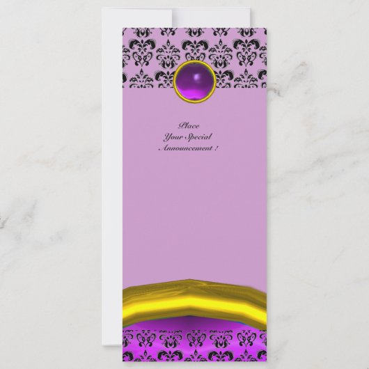 DAMASK GEM STONE MONOGRAM lila Veilchen Einladung (Rückseite)