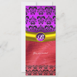 DAMASK GEM STONE MONOGRAM lila violette Seide Einladung