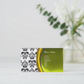 DAMASK GEM STONE MONOGRAM, Platin Visitenkarte (Stehend Vorderseite)