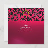 DAMASK GEM STONE MONOGRAM rosa Fuchsia ruby Einladung (Rückseite)