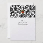 DAMASK GEM STONE MONOGRAM Ruby Rotes Eis Einladung (Rückseite)