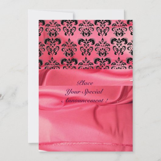 DAMASK GEM STONE MONOGRAM seide pink Einladung (Rückseite)