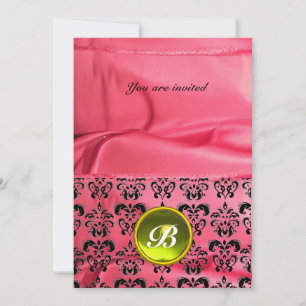 DAMASK GEM STONE MONOGRAM Seide rosa Einladung