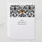 DAMASK GEM STONE MONOGRAM topaz Orangeneis Einladung (Rückseite)