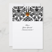 DAMASK GEM STONE MONOGRAM topaz Orangengold Einladung (Rückseite)
