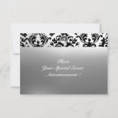 DAMASK GEM STONE MONOGRAM weiß Einladung (Rückseite)