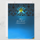 DAMASK GEM STONE MONOGRAMM gelb blau Einladung (Rückseite)