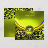 DAMASK GEM STONE MONOGRAMM gelb Einladung (Vorne/Hinten)