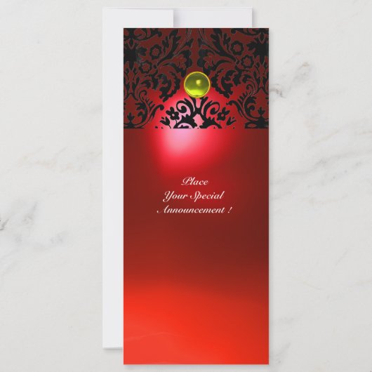 DAMASK GEM STONE MONOGRAMM gelb rot Einladung (Rückseite)