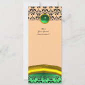 DAMASK GEM STONE MONOGRAMM grün Einladung (Rückseite)