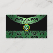 DAMASK GEM STONE MONOGRAMM grün Visitenkarte (Rückseite)