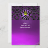DAMASK GEM STONE MONOGRAMM lila Einladung (Rückseite)