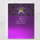 DAMASK GEM STONE MONOGRAMM lila Einladung (Rückseite)