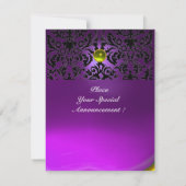 DAMASK GEM STONE MONOGRAMM lila Einladung (Rückseite)
